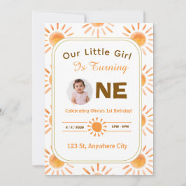 Convite de Primeiro Aniversário Little Sunshine