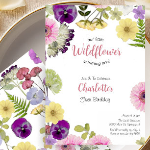 Convite de Primeiro Aniversário Little Wildflower