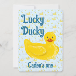 Convite de Primeiro Aniversário Lucky Ducky