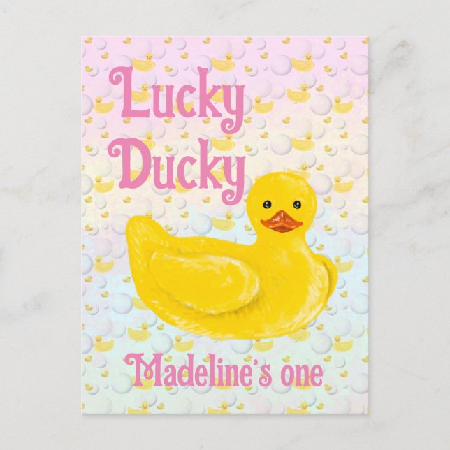 Convite de Primeiro Aniversário Lucky Ducky (Frente)