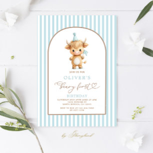 Convite de Primeiro Aniversário Menino Vaca das Te