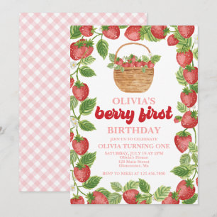 Convite de Primeiro Aniversário Morango Berry