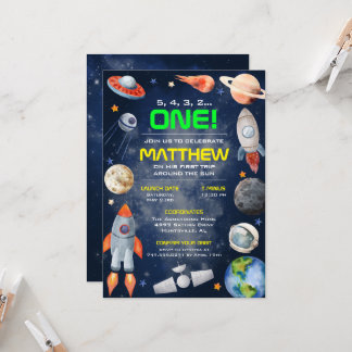 Convite de Primeiro Aniversário no Espaço Sideral