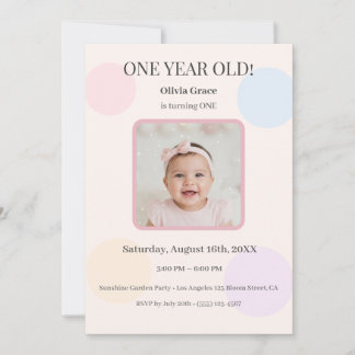 Convite de Primeiro Aniversário Personalizável Edi
