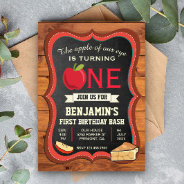 Convite de Primeiro Aniversário Rustic Barn Wood A