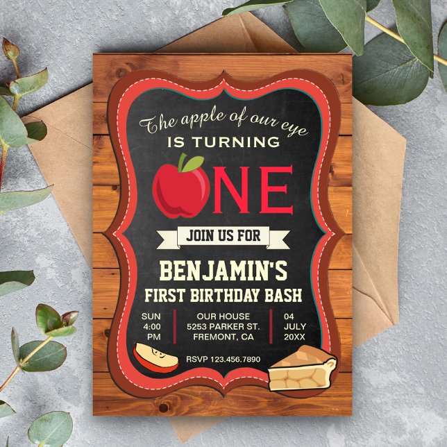 Convite de Primeiro Aniversário Rustic Barn Wood A (Criador carregado)
