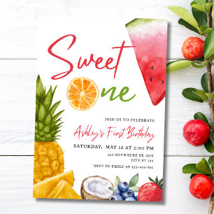 Convite de Primeiro Aniversário Sweet One, Frutas 
