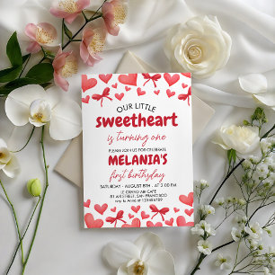 Convite de Primeiro Aniversário Sweetheart com Cor
