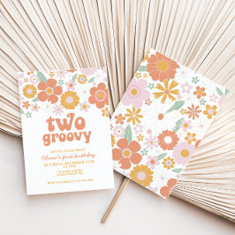 Convite de primeiro aniversário Two Groovy Retro F