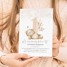 Convite de Primeiro Aniversário Urso & Abelha