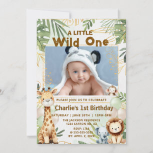 Convite de Primeiro Aniversário Wild One Safari