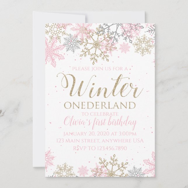 Convite de Primeiro Aniversário Winter Onederland  (Frente)