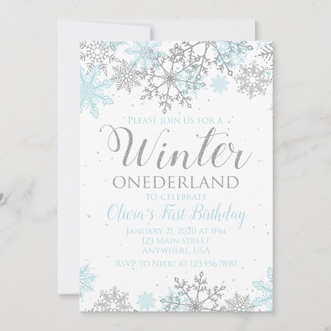 Convite de primeiro aniversário Winter Onederland  (Frente)