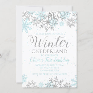 Convite de primeiro aniversário Winter Onederland