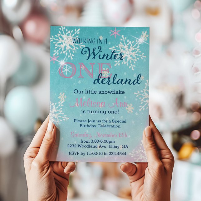 Convite de Primeiro Aniversário Winter Onederland (Criador carregado)