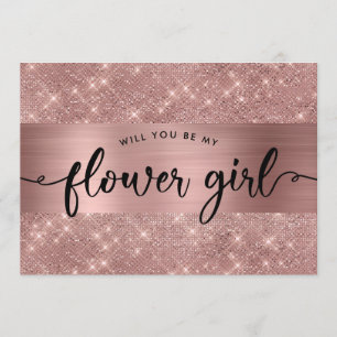 Convite de Proposta de Menina de Flores em Rosa Do