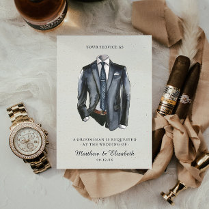 Convite de Proposta de Padrinho de Traje de Aquare