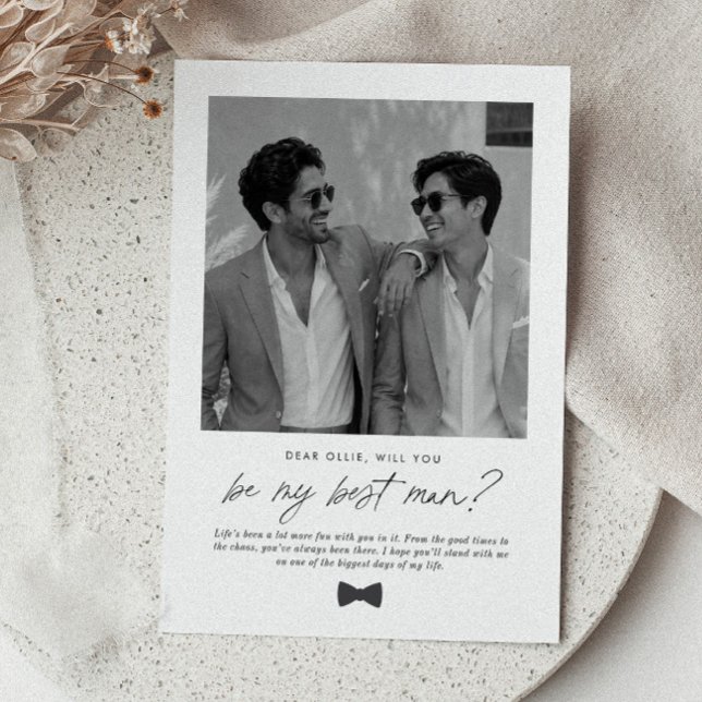 Convite de Proposta de Padrinho Manuscrito (Zazzle Will You Be My Best Man Handwritten Proposal Inv Invitation)