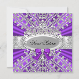 Convite de Purple Diamond & Tiara Sweet 16