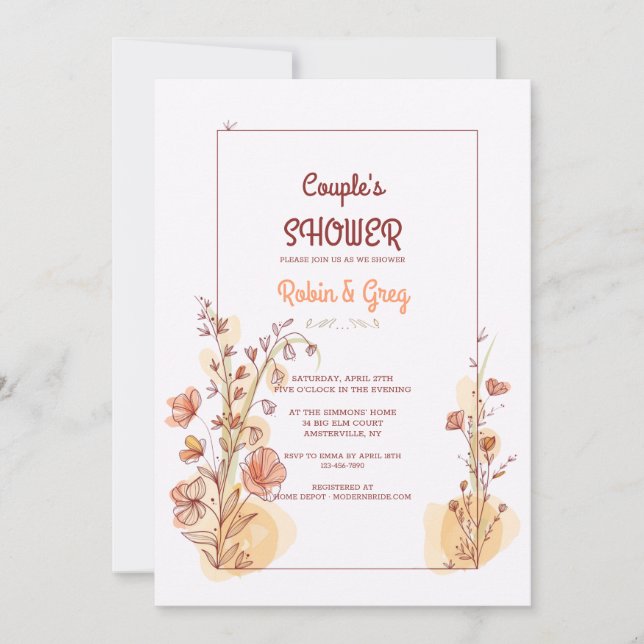 Convite de Quadro de Chuveiro de Casal (Frente)