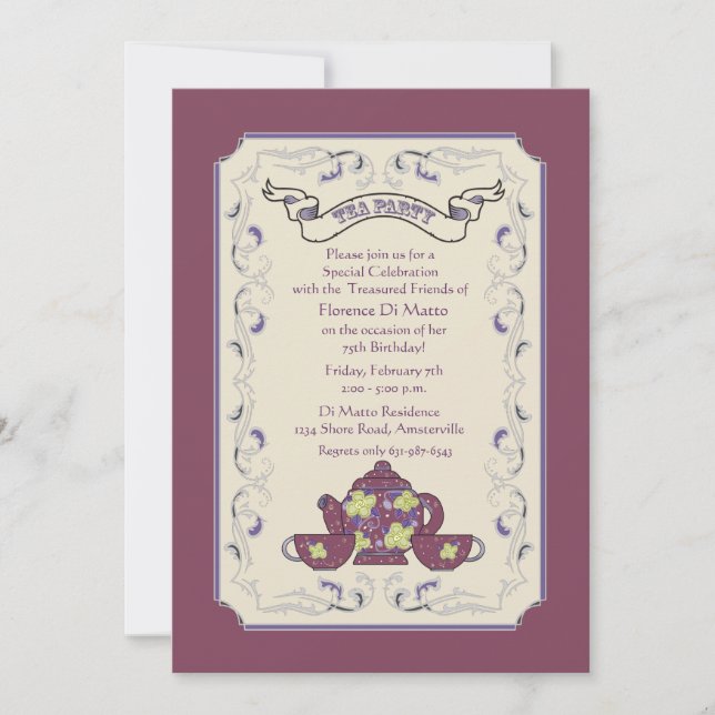 Convite de Quadro de Grupo de Chá (Frente)