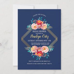 Convite de Quadro Floral Dourado