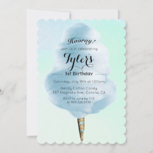 CONVITE DE QUALQUER EVENTO - Algodão Doce Aquarela