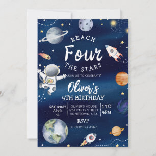 Convite de Quarto Aniversário no Espaço Sideral Al
