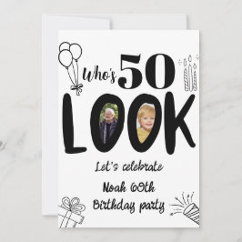 Convite de Quem Está com 50! Foto Moderna de 50º A