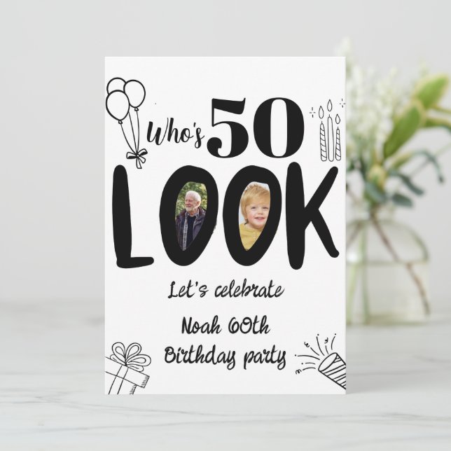 Convite de Quem Está com 50! Foto Moderna de 50º A (Em pé/Frente)