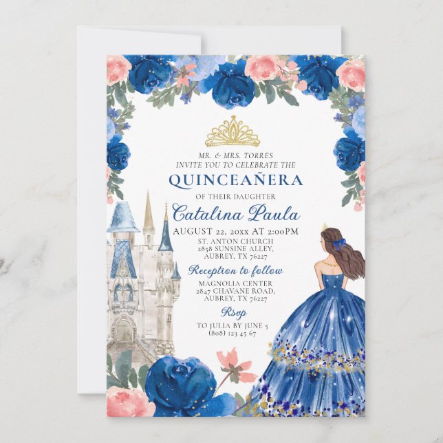Convite de Quince Anos do Castelo da Princesa em A (Frente)