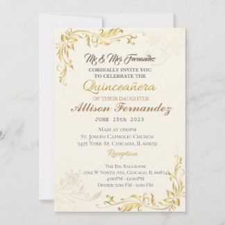 Convite de Quince Anos em Ouro