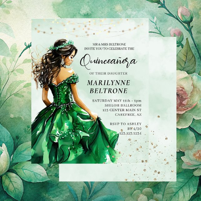 Convite de Quince Anos Princesa Verde Esmeralda Ec (Criador carregado)