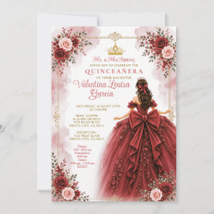 Convite de Quince Anos Rosa Vermelha