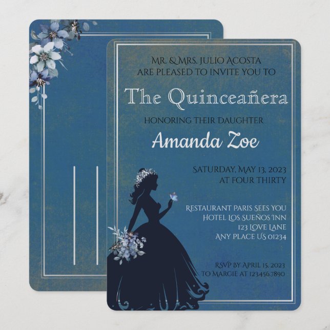Convite de Quinceañera (Frente/Verso)