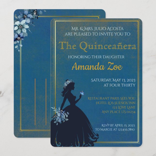 Convite de Quinceañera (Frente/Verso)