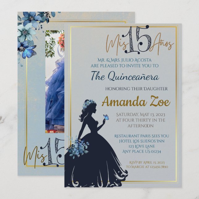 Convite de Quinceañera (Frente/Verso)