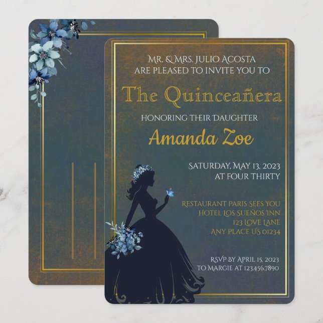 Convite de Quinceañera (Frente/Verso)