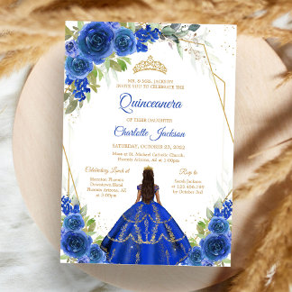 Convite de Quinceanera Azul Real