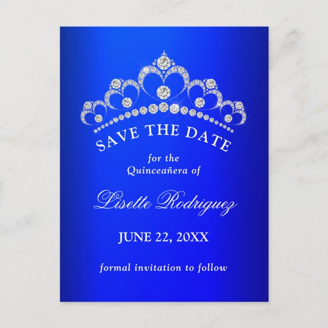 Convite de Quinceanera Azul Royal (Frente)