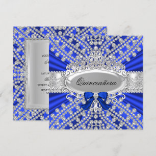 Convite de Quinceañera Blue Diamond & Tiara