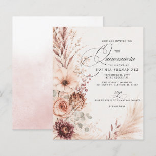 Convite de Quinceanera Boho Terracotta Pampas Econ