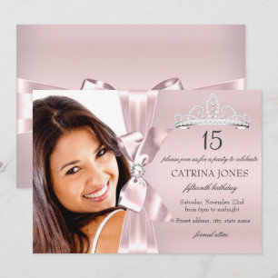 Convite de Quinceanera com Arco de Diamante Prata 