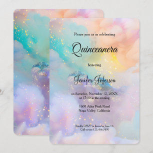Convite de Quinceanera com brilho moderno