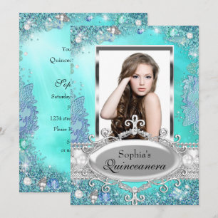 Convite de Quinceanera com Foto de Joia do Oceano 