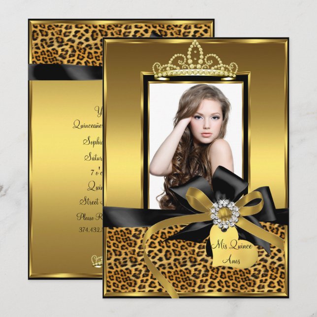 Convite de Quinceanera com Foto e Arco de Impressã (Frente/Verso)