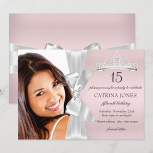 Convite de Quinceanera com Tiara de Arco de Diaman