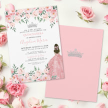Convite De Quinceanera Cor-De-Rosa Esmagada