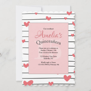 Convite de Quinceañera Corações em Abundância
