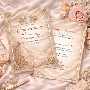 Convite de quinceanera Coroa Real Blush & Pearl Ro